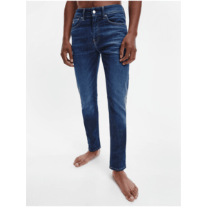 Tmavě modré pánské skinny fit džíny s vyšisovaným efektem Calvin Klein Jeans obraz