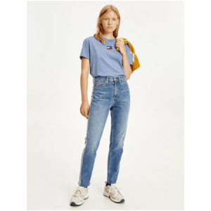 Modré dámské slim fit džíny s vyšisovaným efektem Tommy Jeans obraz