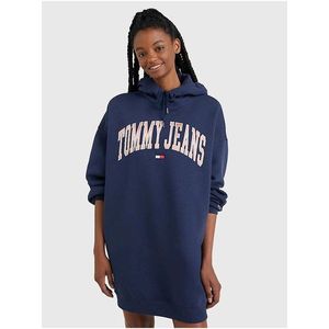 Tmavě modré dámské mikinové šaty s kapucí Tommy Jeans obraz