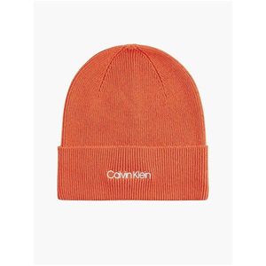 Oranžová dámská zimní čepice s příměsí vlny Calvin Klein obraz