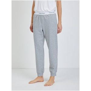 Světle šedé dámské žíhané pyžamové kalhoty Calvin Klein Underwear obraz