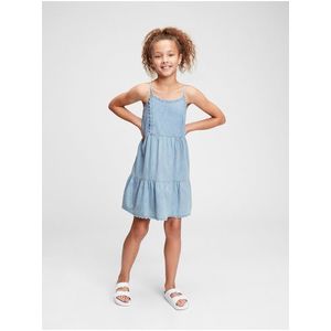 Modré holčičí dětské šaty scalloped tiered denim dress obraz