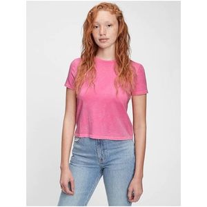 Růžové dámské tričko graphic shrunken t-shirt obraz