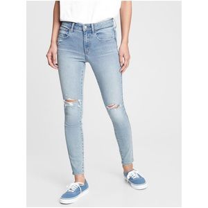 Modré dámské džíny GAP mid rise distressed universal jegging obraz