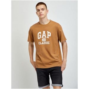 Hnědé pánské tričko logo GAP 1969 Classic organic obraz
