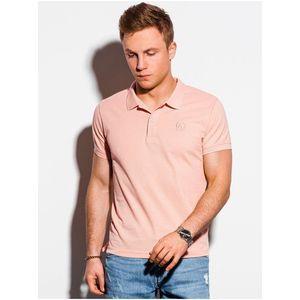 Světle růžové pánské basic polo tričko Ombre Clothing obraz