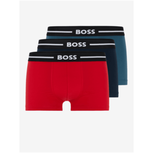 Sada tří pánských boxerek v červené, černé a petrolejové barvě BOSS obraz