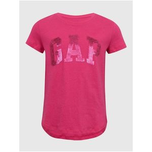 Tmavě růžové holčičí bavlněné tričko s logem GAP obraz