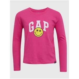 Tmavě růžové holčičí tričko s potiskem GAP & Smiley® obraz