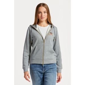 MIKINA GANT ARCHIVE SHIELD FULL ZIP HOODIE GREY MELANGE obraz