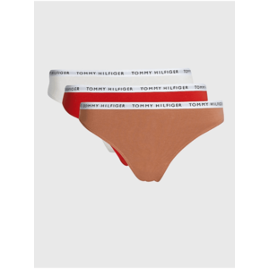 Sada tří dámských tang v béžové, červené a hnědé barvě Tommy Hilfiger Underwear obraz