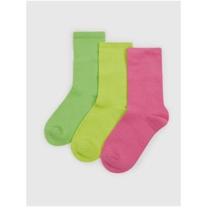Sada tří párů dětských ponožek v neonově růžové, žluté a zelené barvě GAP obraz