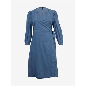 Modré dámské džínové zavinovací šaty ONLY CARMAKOMA Irina obraz