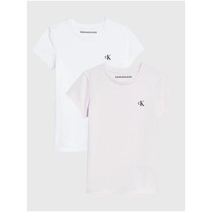 Sada dvou holčičích triček v růžové a bílé barvě Calvin Klein Jeans obraz