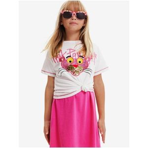 Bílé holčičí tričko Desigual Pink Panther obraz