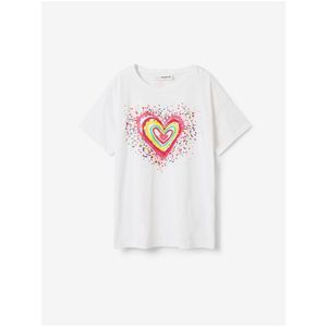Bílé holčičí tričko Desigual Heart obraz