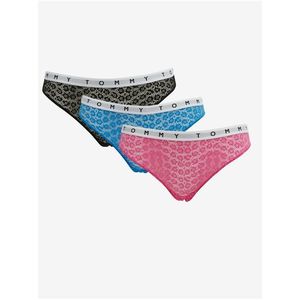 Sada tří dámských krajkových kalhotek v černé, modré a růžové barvě Tommy Hilfiger Underwear obraz