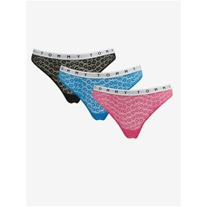 Sada tří dámských krajkových tang v černé, modré a růžové barvě Tommy Hilfiger Underwear obraz
