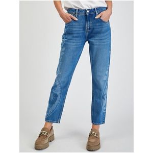 Modré dámské vzorované zkrácené straight fit džíny Pepe Jeans Violet Bandani obraz