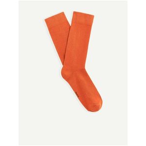 Oranžové vysoké ponožky z bavlny Supima® Celio Milof obraz