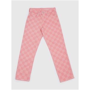 Růžové holčičí kostkované džínové kalhoty GAP obraz