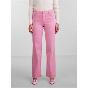Růžové dámské široké džíny Pieces Peggy obraz