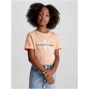 Meruňkové holčičí tričko Calvin Klein Jeans obraz
