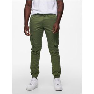 Zelené pánské kalhoty s kapsami ONLY & SONS Cam obraz