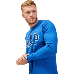 GAP WAFFLE CREW LOGO Pánské tričko s dlouhým rukávem, modrá, velikost obraz
