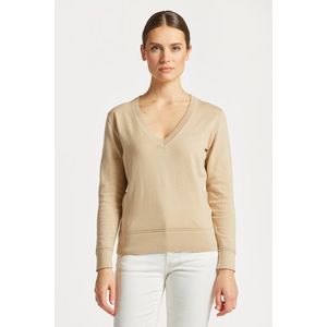 SVETR GANT LIGHT COTTON V-NECK DRY SAND2 obraz