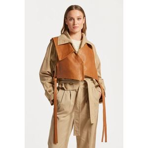 VESTA GANT DECONSTRUCTED LEATHER VEST COGNAC2 obraz