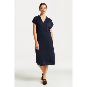 ŠATY GANT LINEN-BLEND COLLAR DRESS EVENING BLUE obraz