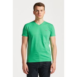 TRIČKO GANT ORIGINAL SLIM V-NECK T-SHIRT MID GREEN obraz