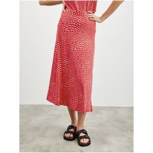 Béžovo-červená vzorovaná midi sukně s rozparkem ZOOT.lab Norine obraz
