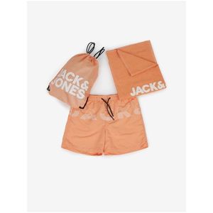 Sada pánských plavek, ručníku a vaku v oranžové barvě Jack & Jones Summer Beach obraz