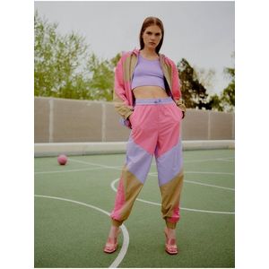 Fialovo-růžové dámské šusťákové kalhoty The Jogg Concept obraz
