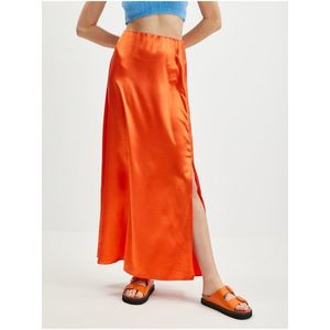 Oranžová dámská saténová maxi sukně VILA Ella obraz