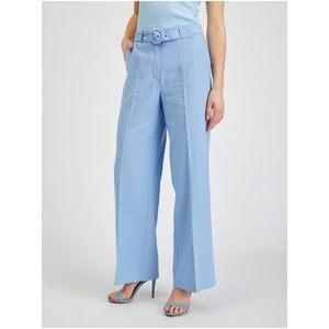 Světle modré dámské široké kalhoty s páskem ORSAY obraz