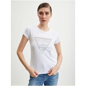 Bílé dámské tričko Guess Crystal obraz
