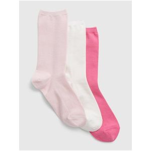 Sada tří párů dámských ponožek v růžové a bílé barvě GAP obraz