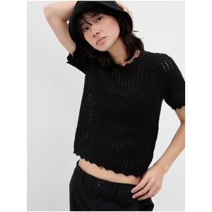 Černý dámský bavlněný svetr s krátkým rukávem GAP obraz