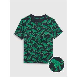 Černo-zelené klučičí tričko s motivem dinosaurů GAP obraz