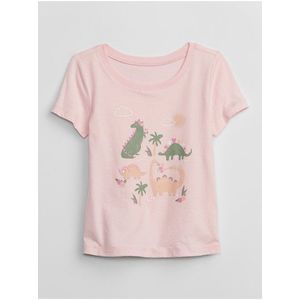 Růžové holčičí tričko s motivem dinosaurů GAP obraz