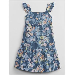 Modré holčičí květované midi šaty s volánem GAP obraz