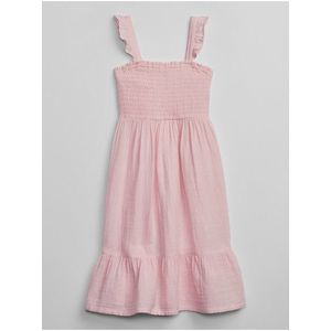 Růžové holčičí midi šaty s volánem GAP obraz