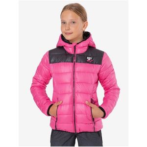Černo-růžová holčičí prošívaná zimní bunda s kapucí SAM 73 Eloise obraz