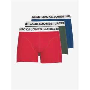 Sada tří pánských boxerek v modré, zelené a červené barvě Jack & Jones Rikki obraz
