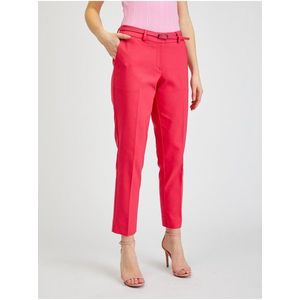 Tmavě růžové dámské zkrácené kalhoty s páskem ORSAY obraz
