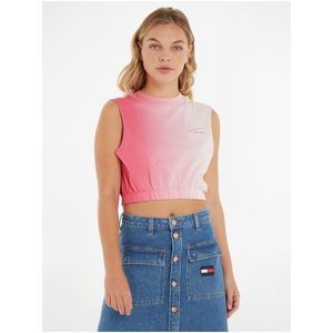 Růžový dámský crop top Tommy Jeans obraz