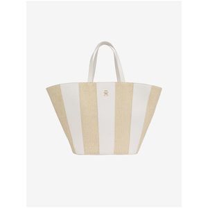 Bílo-béžová dámská pruhovaná plážová taška Tommy Hilfiger obraz